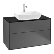 V&B Meuble sous lavabo Finion 100x60,3 cm, plan de couv. bleu mat, anthracite mat