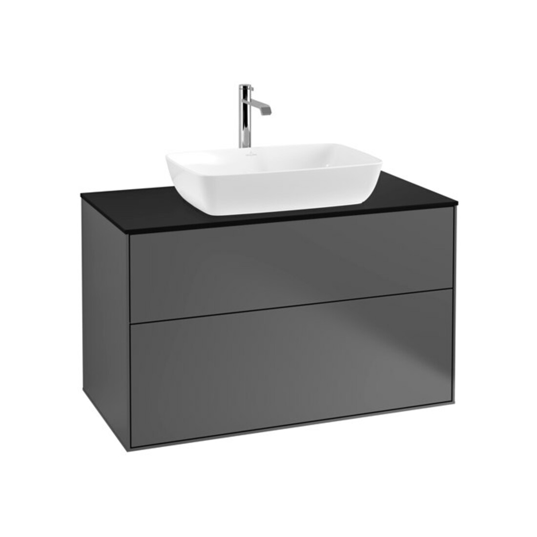 V&B Meuble sous lavabo Finion 100x60,3 cm, plan de couv. bleu mat, anthracite mat