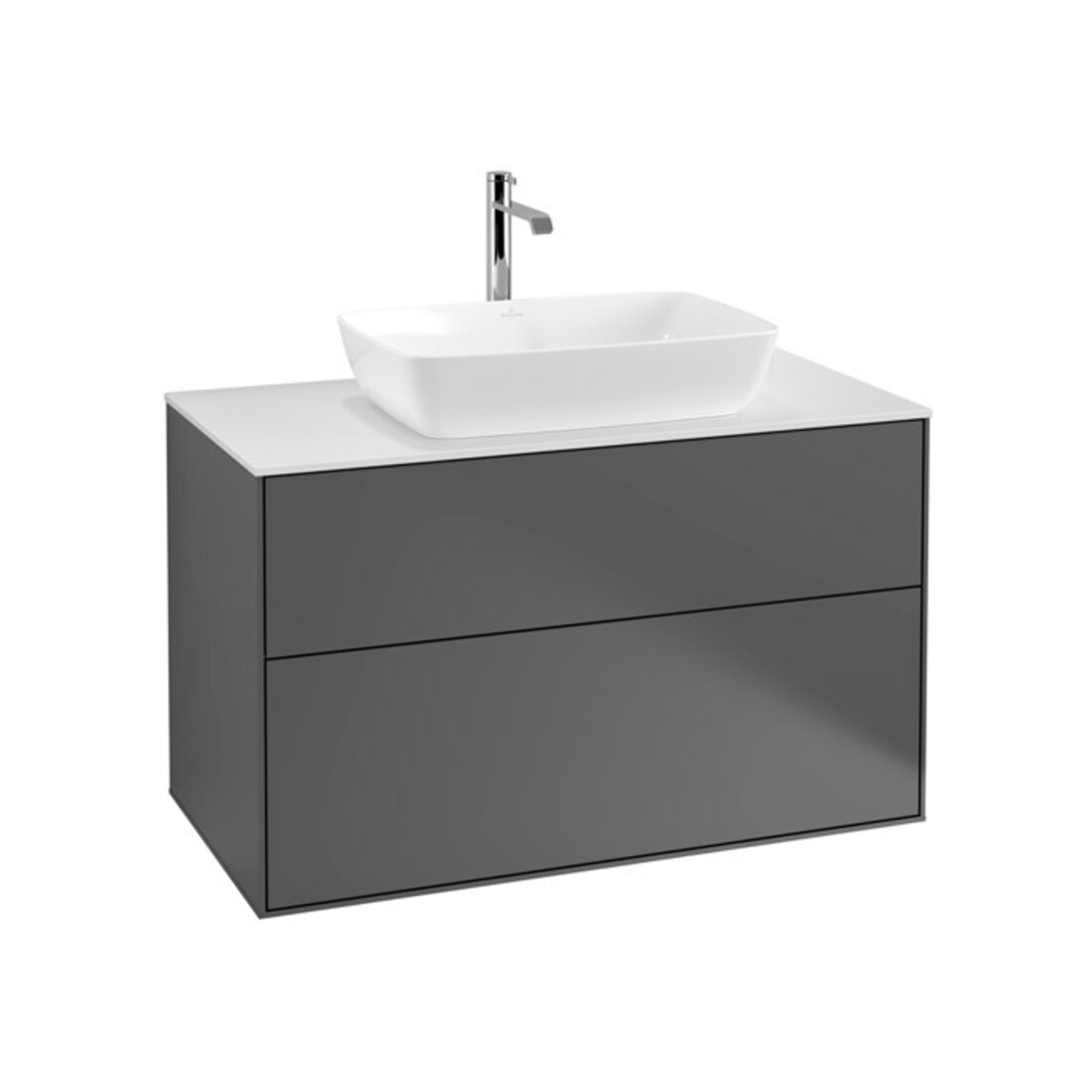 V&B Meuble sous lavabo Finion 100x60,3 cm, plan de découpe blanc, anthracite
