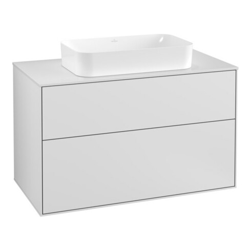V&B Meuble sous lavabo Finion 100x60,3 cm, plan de découpe blanc mat, blanc mat Lac