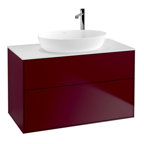 V&B Meuble sous lavabo Finion 100x60,3 cm, plan de découpe blanc, Peony mat