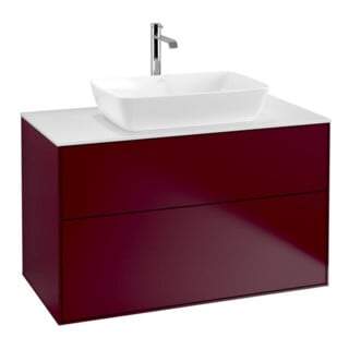 V&B Meuble sous lavabo Finion 100x60,3 cm, plan de drainage blanc, Peony mat