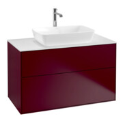 V&B Meuble sous lavabo Finion 100x60,3 cm, plan de drainage blanc, Peony mat