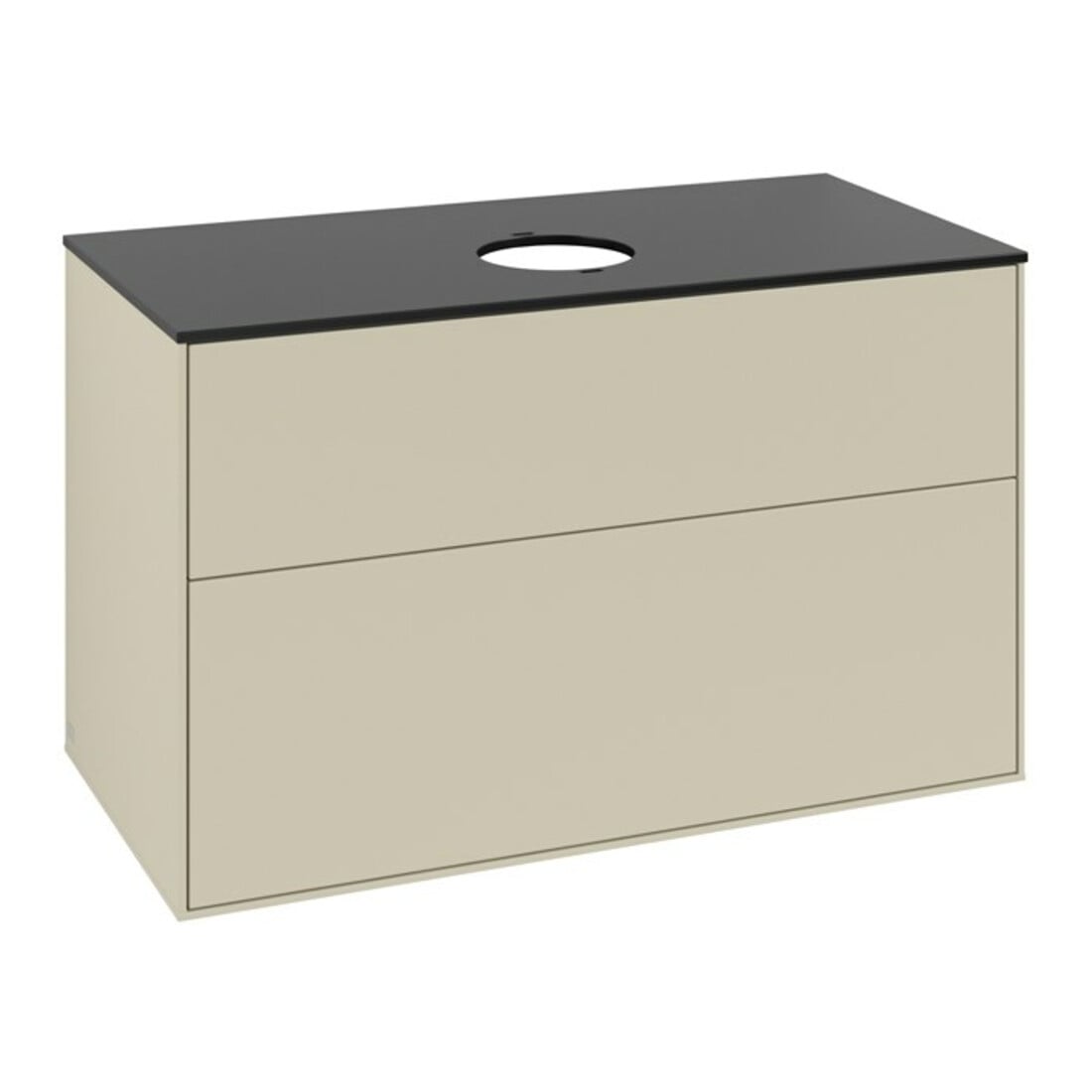 V&B Meuble sous-lavabo Finion 100x60,3 cm, plan de drainage bleu mat, poignée argent mat