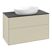 V&B Meuble sous-lavabo Finion 100x60,3 cm, plan de drainage bleu mat, poignée argent mat-3