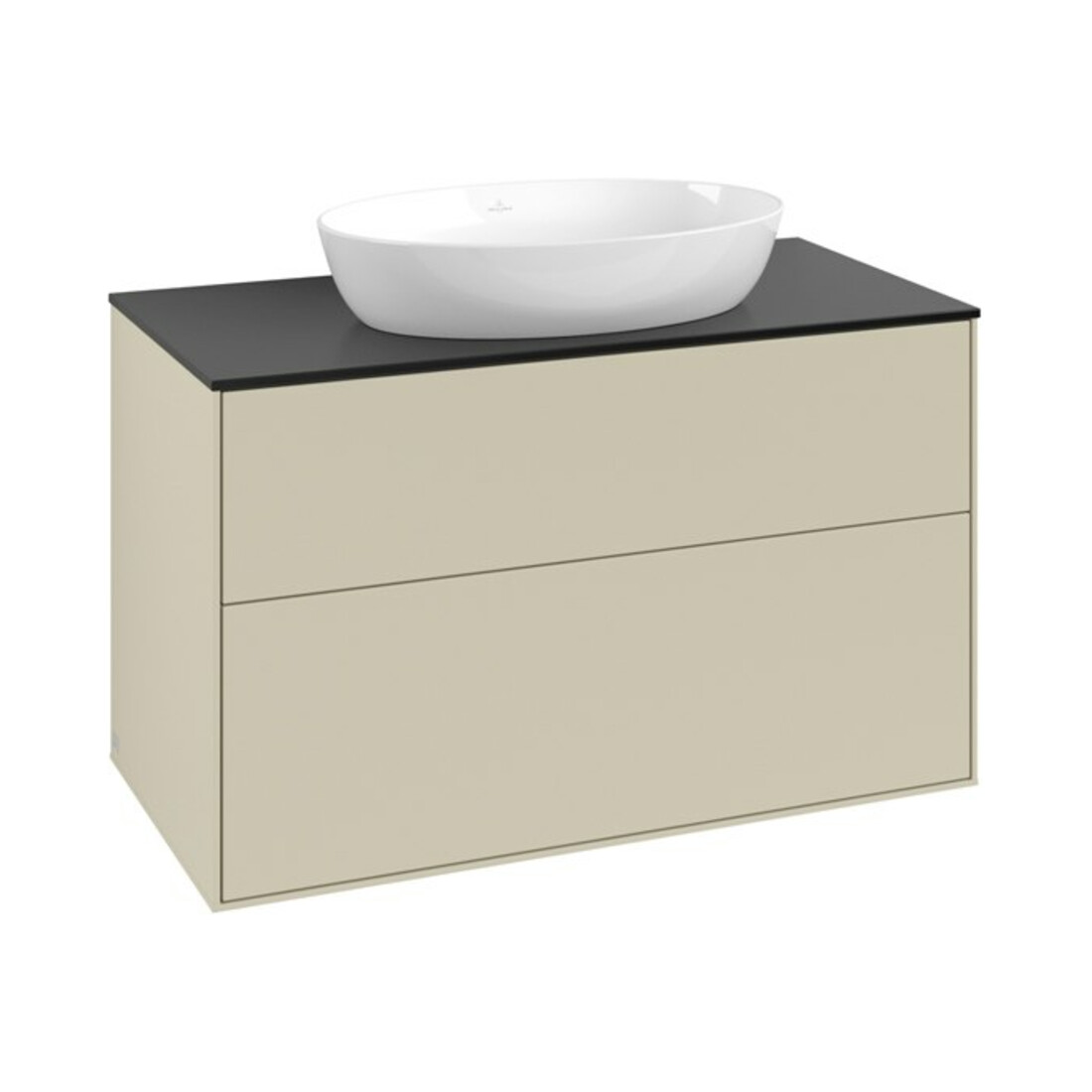 V&B Meuble sous-lavabo Finion 100x60,3 cm, plan de drainage bleu mat, poignée argent mat
