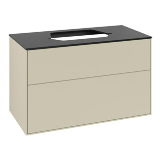 V&B Meuble sous-lavabo Finion 100x60,3 cm, plan de fermeture bleu mat, poignée gris mat Lac