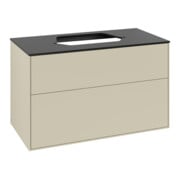 V&B Meuble sous-lavabo Finion 100x60,3 cm, plan de fermeture bleu mat, poignée gris mat Lac