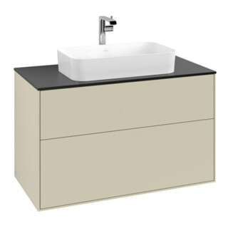V&B Meuble sous lavabo Finion 100x60,3 cm, plan de recouvrement bleu mat, poignée gris mat Lac