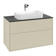 V&B Meuble sous lavabo Finion 100x60,3 cm, plan de recouvrement bleu mat, poignée gris mat Lac