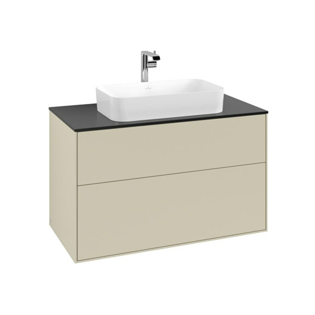 V&B Meuble sous lavabo Finion 100x60,3 cm, plan de recouvrement bleu mat, poignée gris mat Lac