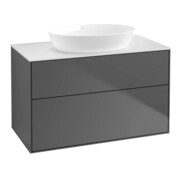 V&B Meuble sous lavabo Finion 100x60,3 cm, plan de toilette blanc, anthracite