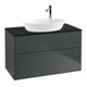 V&B Meuble sous lavabo Finion 100x60,3 cm, plan de toilette bleu mat, miroir bleu mat Lac-1