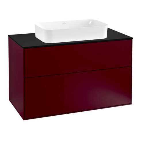 V&B Meuble sous lavabo Finion 100x60,3 cm, plan de toilette bleu mat, Peony Matt