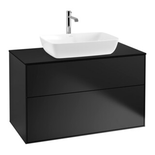 V&B Meuble sous lavabo Finion 100x60,3 cm, plan d'habillage bleu mat, bleu mat laqué
