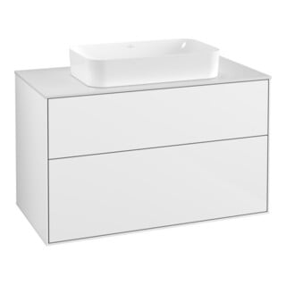 V&B Meuble sous lavabo Finion 100x60,3 cm, plaq. recouv. blanc, laqué blanc brillant