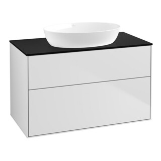 V&B Meuble sous lavabo Finion 100x60,3 cm, plaque d'abattant bleu mat, blanc mat Lac