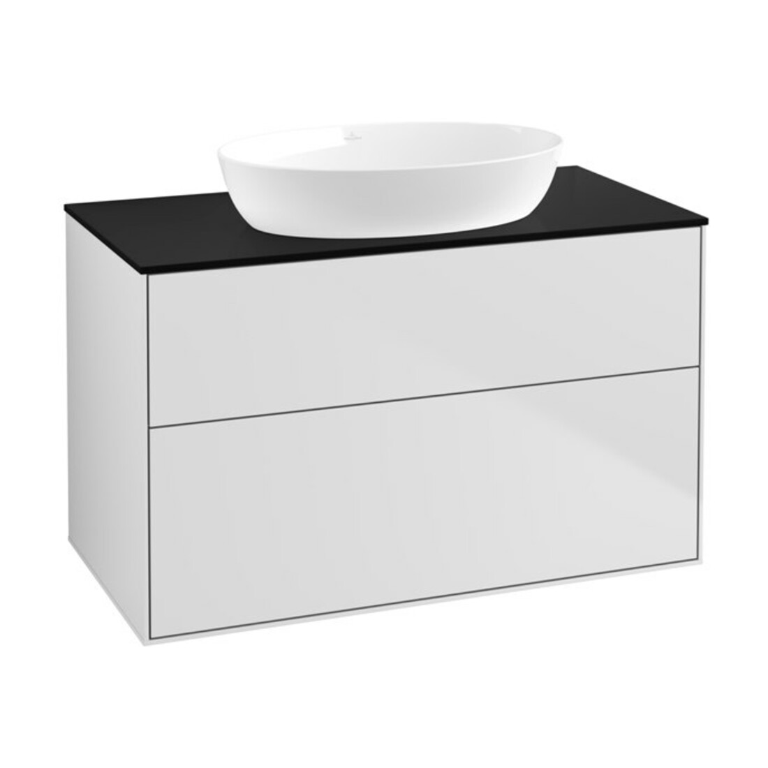 V&B Meuble sous lavabo Finion 100x60,3 cm, plaque d'abattant bleu mat, blanc mat Lac