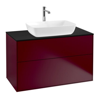V&B Meuble sous lavabo Finion 100x60,3 cm, plaque d'abattant bleu mat, Peony Matt