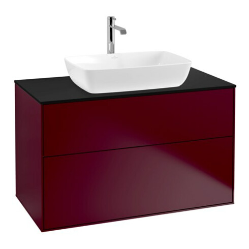 V&B Meuble sous lavabo Finion 100x60,3 cm, plaque d'abattant bleu mat, Peony Matt