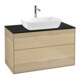 V&B Meuble sous lavabo Finion 100x60,3 cm, plaque d'abattant bleue, placage chêne-1