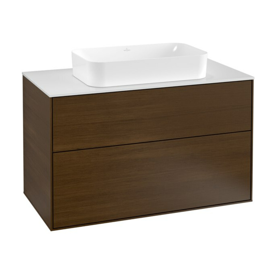 V&B Meuble sous lavabo Finion 100x60,3 cm, plaque d'abd. bl. avec placage noyer