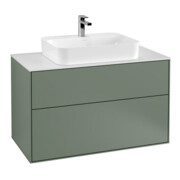 V&B Meuble sous lavabo Finion 100x60,3 cm, plaque d’abd. blanche, olivier avec laque