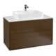 V&B Meuble sous lavabo Finion 100x60,3 cm, plaque de fermeture blanc, placage noyer-1