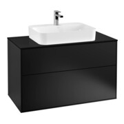 V&B Meuble sous lavabo Finion 100x60,3 cm, plaque de fermeture bleu mat, bleu mat laqué