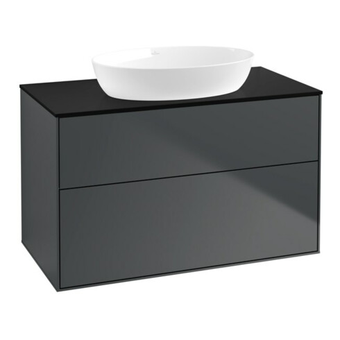 V&B Meuble sous-lavabo Finion 100x60,3 cm, plaque de fermeture bleu mat, bleu moyen mat Lac