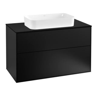 V&B Meuble sous lavabo Finion 100x60,3 cm, plaque de fermeture bleue mate, bleu mat laqué