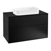 V&B Meuble sous lavabo Finion 100x60,3 cm, plaque de fermeture bleue mate, bleu mat laqué-1