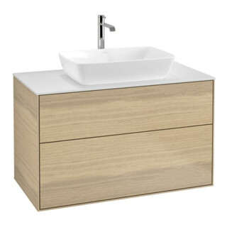 V&B Meuble sous lavabo Finion 100x60,3 cm, plinthe abd. bl., placage chêne
