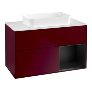 V&B Meuble sous-lavabo Finion 100x60,3 cm, porte droite, bleu mat Lac, Peo Matt