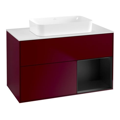 V&B Meuble sous-lavabo Finion 100x60,3 cm, porte droite, bleu mat Lac, Peo Matt