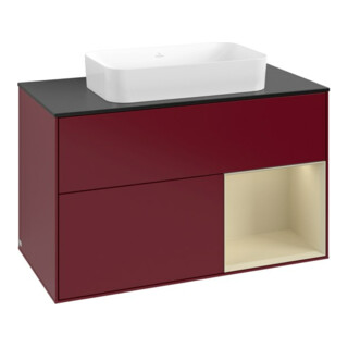 V&B Meuble sous-lavabo Finion 100x60,3 cm, porte droite gauche, gris mat, laqué, peau m