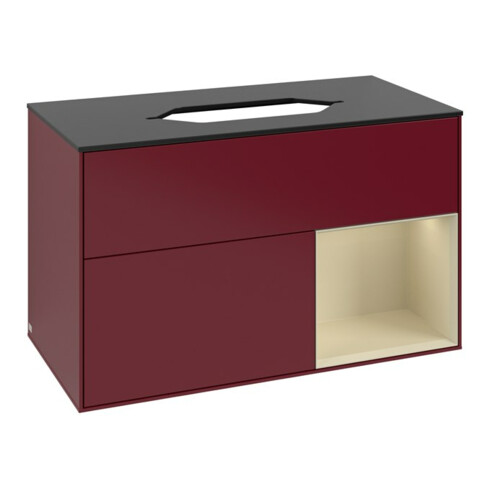 V&B Meuble sous-lavabo Finion 100x60,3 cm, porte droite gauche, gris mat, laqué, peau m