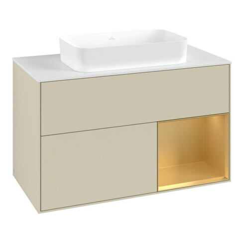 V&B Meuble sous lavabo Finion 100x60,3 cm, porte droite, gris mat Lac