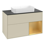 V&B Meuble sous lavabo Finion 100x60,3 cm, porte droite, gris mat laqué-3