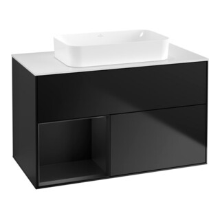 V&B Meuble sous lavabo Finion 100x60,3 cm, porte gauche bleu mat Lac, bleu mat Lac