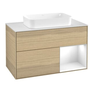 V&B Meuble sous lavabo Finion 100x60,3 cm, Reg re glo wh. Lac, Oa ven
