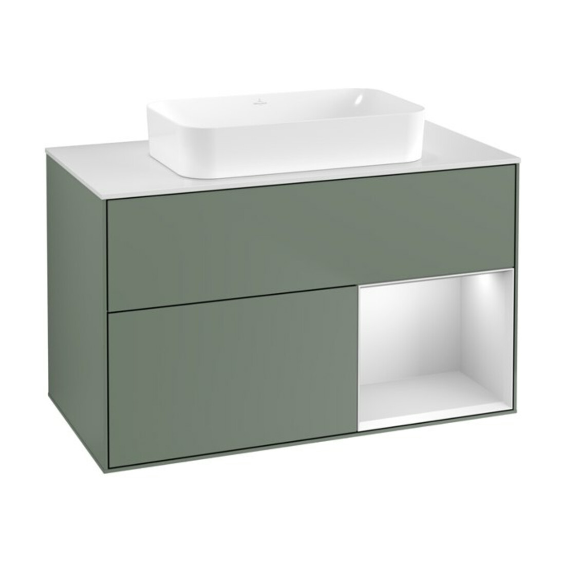 V&B Meuble sous lavabo Finion 100x60,3 cm, Rg dr blanc mat laqué, huile mat laqué