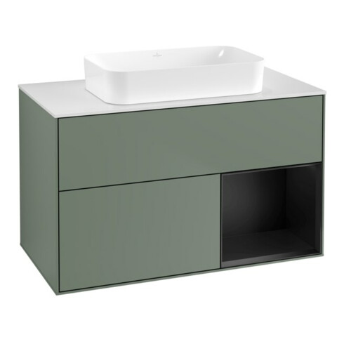 V&B Meuble sous lavabo Finion 100x60,3 cm, Rg droite bleu mat laqué, huile mat laqué