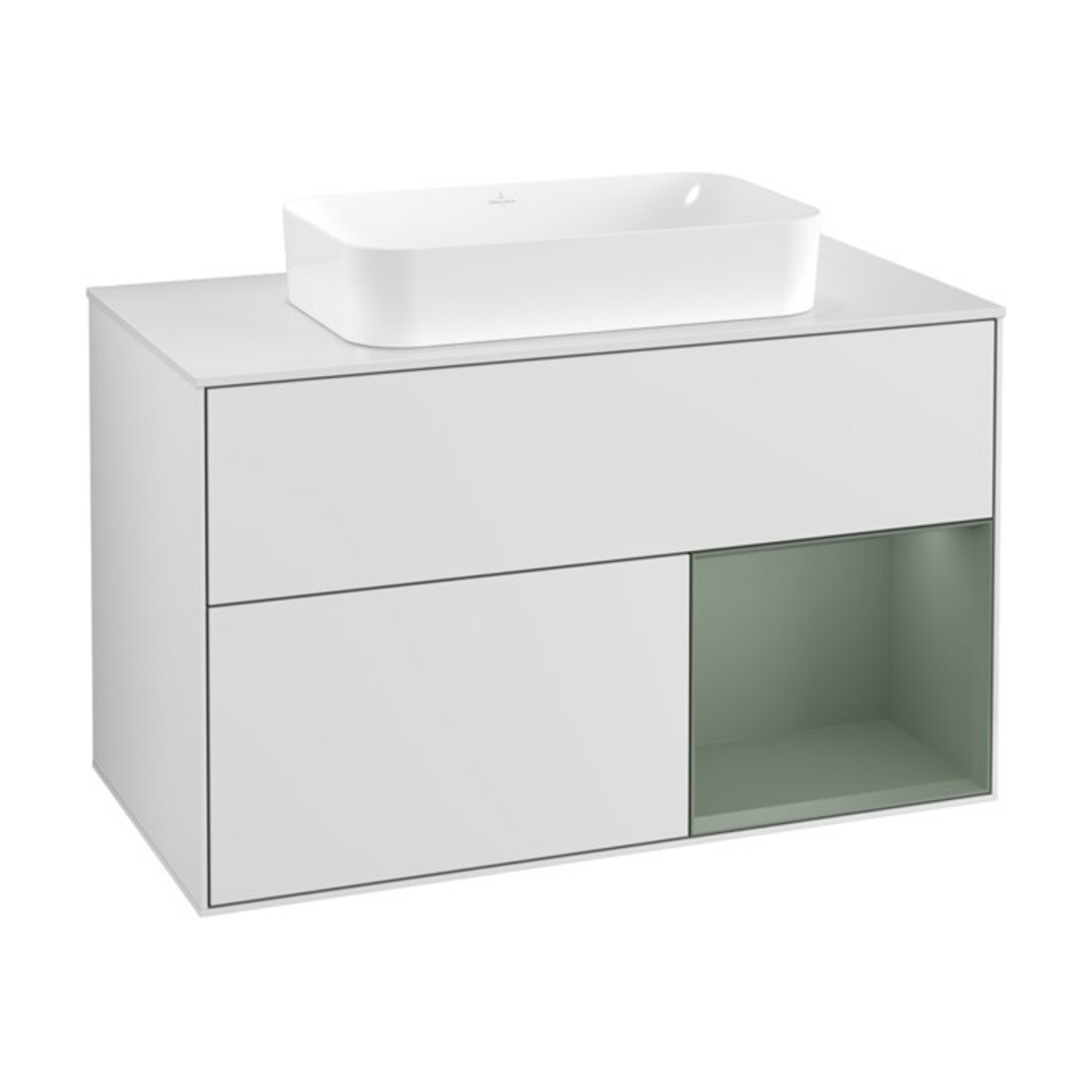 V&B Meuble sous lavabo Finion 100x60,3 cm, Rg droite huilé avec laque, blanc avec laque