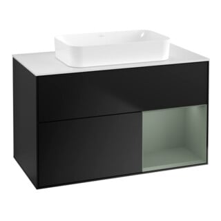 V&B Meuble sous lavabo Finion 100x60,3 cm, Rg droite huilé mat laqué bleu mat laqué