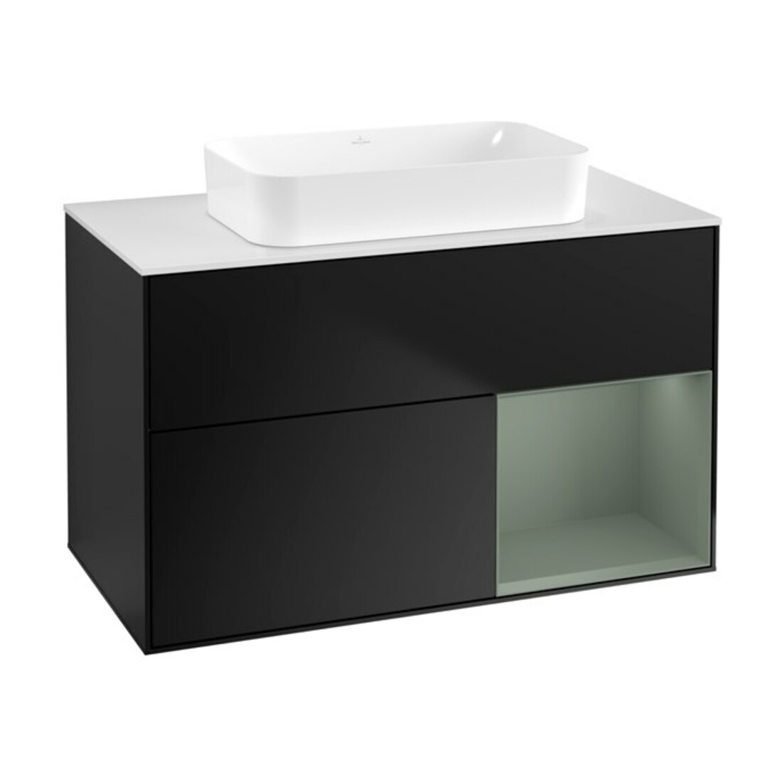V&B Meuble sous lavabo Finion 100x60,3 cm, Rg droite huilé mat laqué bleu mat laqué