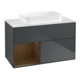 V&B Meuble sous lavabo Finion 100x60,3 cm, Rg gauche, placage noyer, avec miroir Lac-1