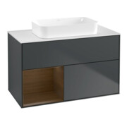V&B Meuble sous lavabo Finion 100x60,3 cm, Rg gauche, placage noyer, avec miroir Lac