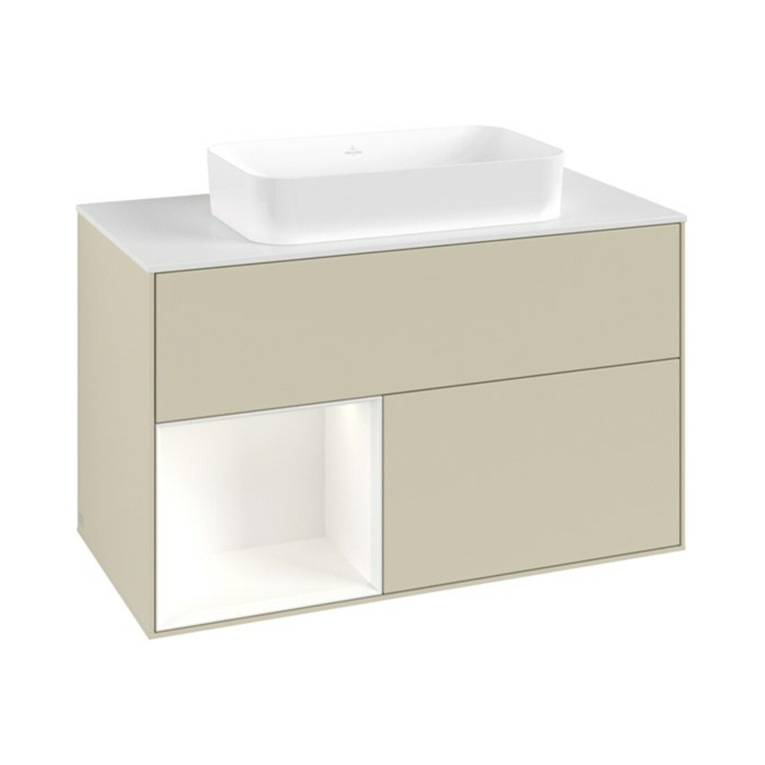 V&B Meuble sous lavabo Finion 100x60,3 cm, Rg l bl. mat Lac, si Gr mat Lac
