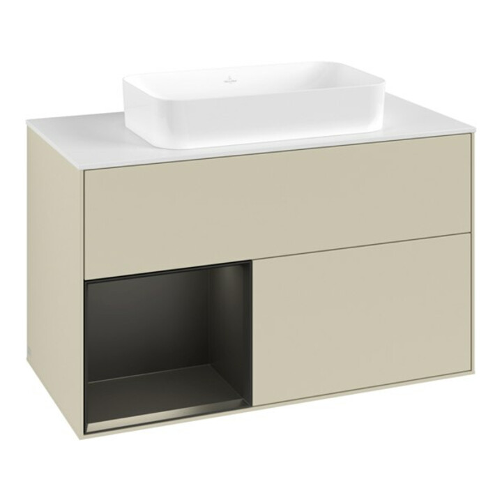 V&B Meuble sous lavabo Finion 100x60,3 cm, Rg l bleu mat Lac, si Gr mat Lac